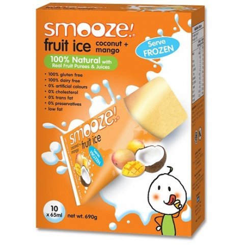 Smooze Fruit Ice - Natural Mango & Coconut - 5 x 65ml Freezer Packs