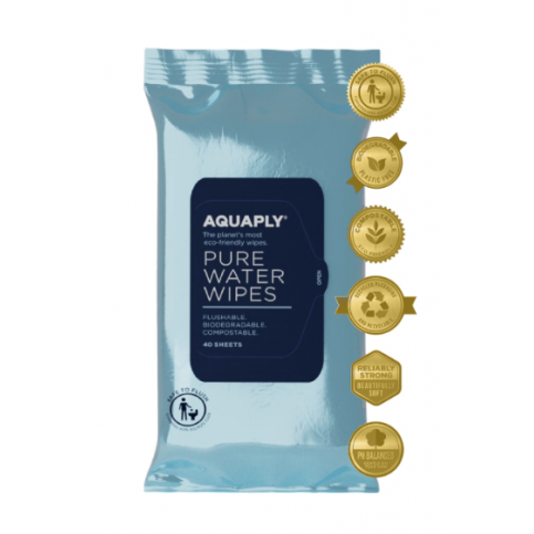 AquaPly Pure Water Wipes (Compostable, Biodegradable, Flushable)