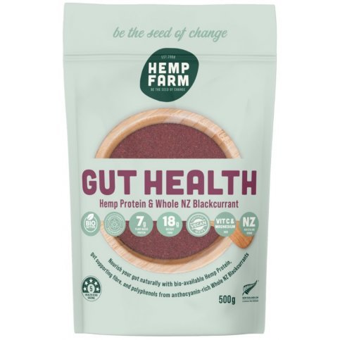 Gut Health, Hemp & Blackcurrant Protein Powder (NZ Grown, Hemp Farm) - 500g