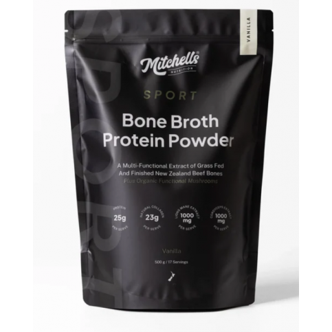 Bone Broth Protein Powder, Vanilla (Includes Functional Mushrooms, Gluten and Dairy Free) - 500g