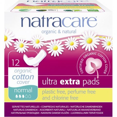 Natracare Organic Ultra Extra Pads With Wings, Normal 12s