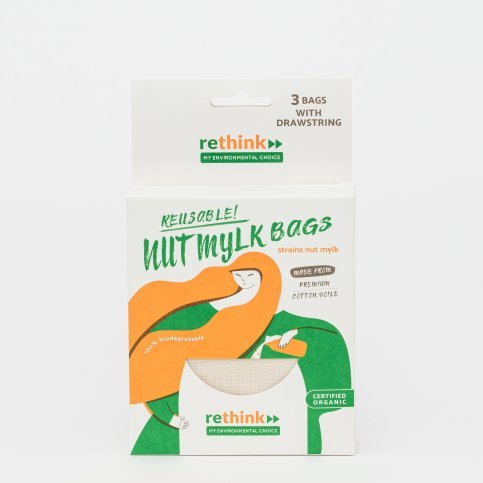 3 x Nut Milk Bags (Multi-Pack, Organic Cotton)