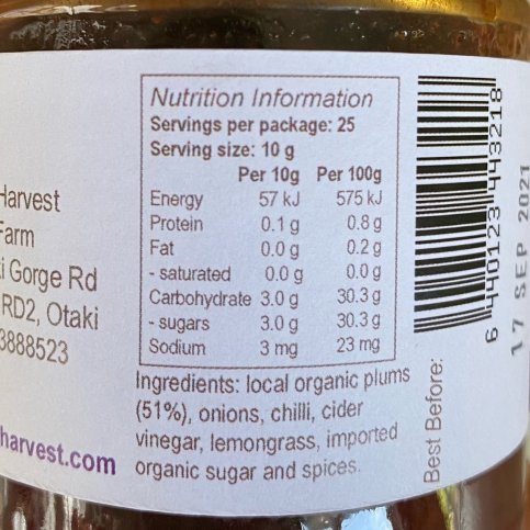 Chutney, Thai Plum (Organic) - 250g